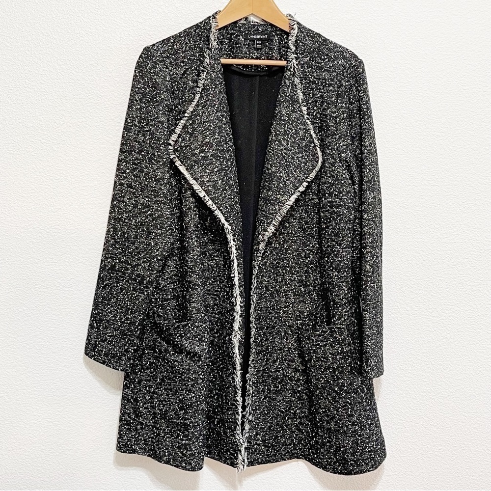 Lane Bryant Woman Black White Open Front Jacket Size 18/20